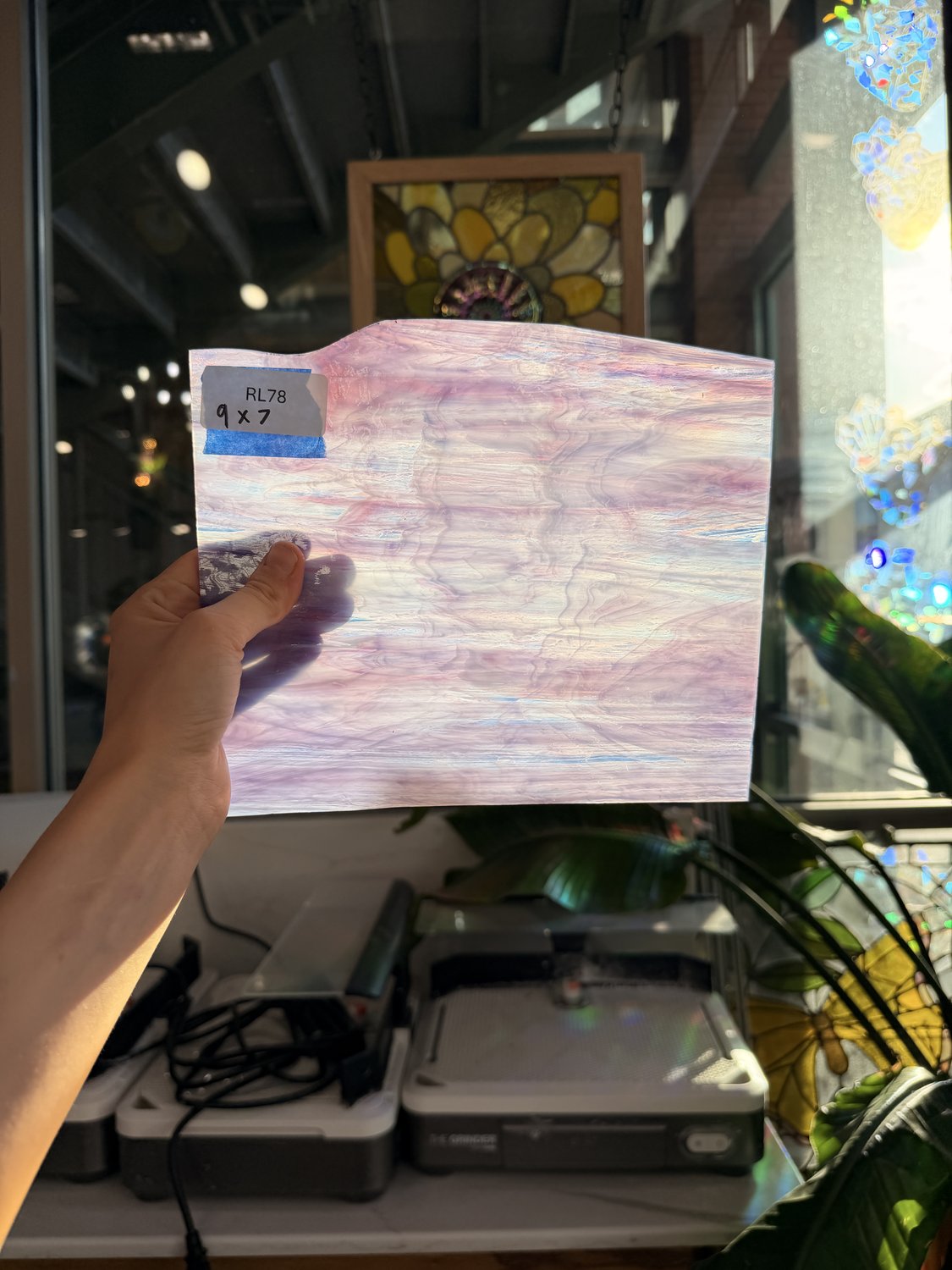 Rare Pink Purple Mixed Spectrum Pearl Opal Sheet Glass