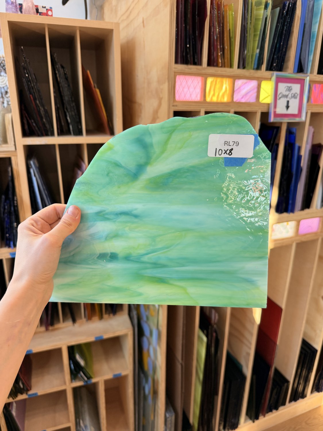Aqua-Lime Pearl Opal Sheet Glass