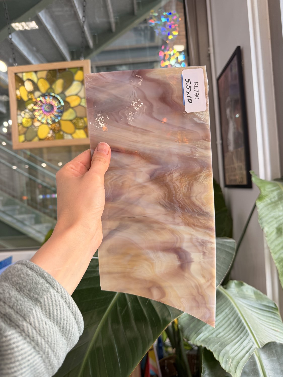 Purple Amber Wispy Vintage Spectrum Sheet Glass – RL790