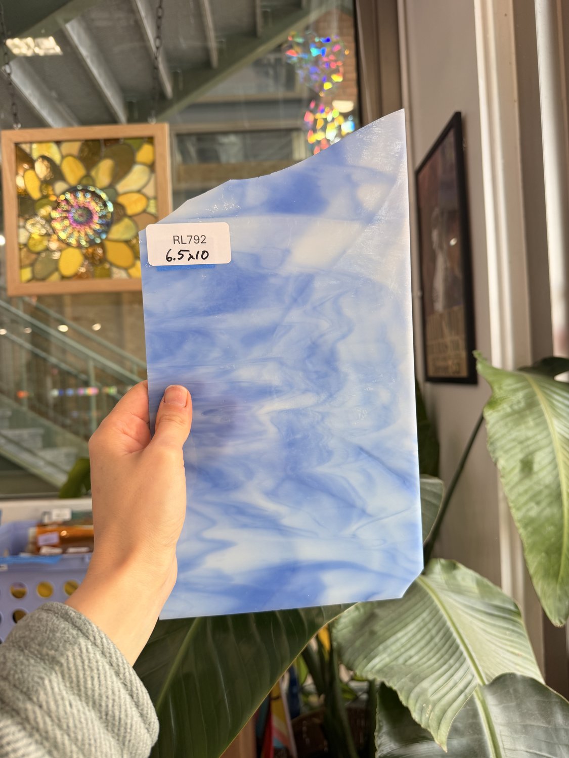 Blue White Wispy Vintage Opal Kokomo Sheet Glass – RL792
