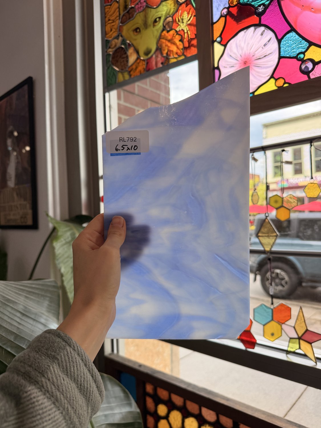 Blue White Wispy Vintage Opal Kokomo Sheet Glass – RL792