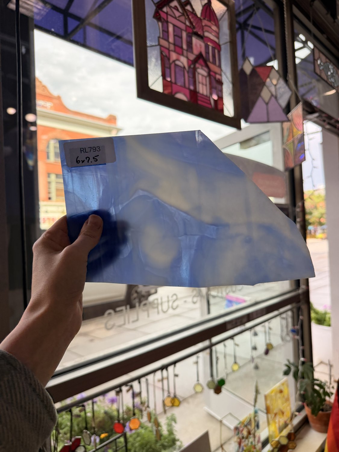 Blue White Wispy Vintage Opal Kokomo Sheet Glass – RL793