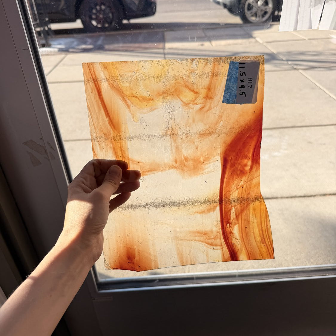 Clear Red Mixed Wispy Transparent Sheet Glass
