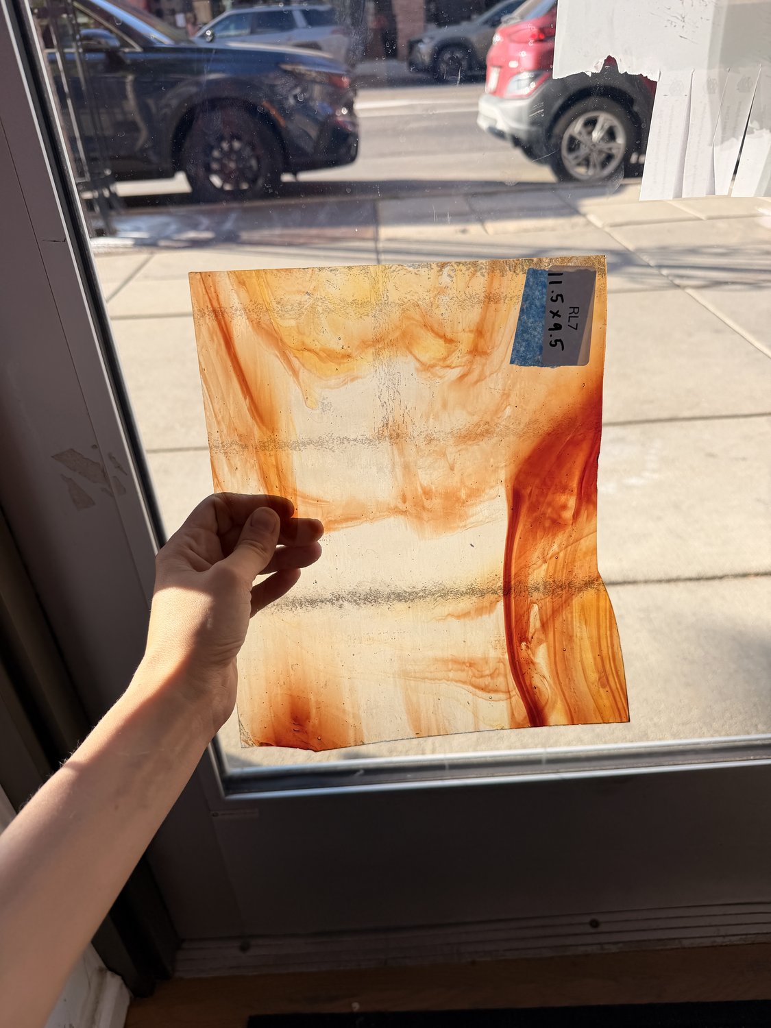Clear Red Mixed Wispy Transparent Sheet Glass