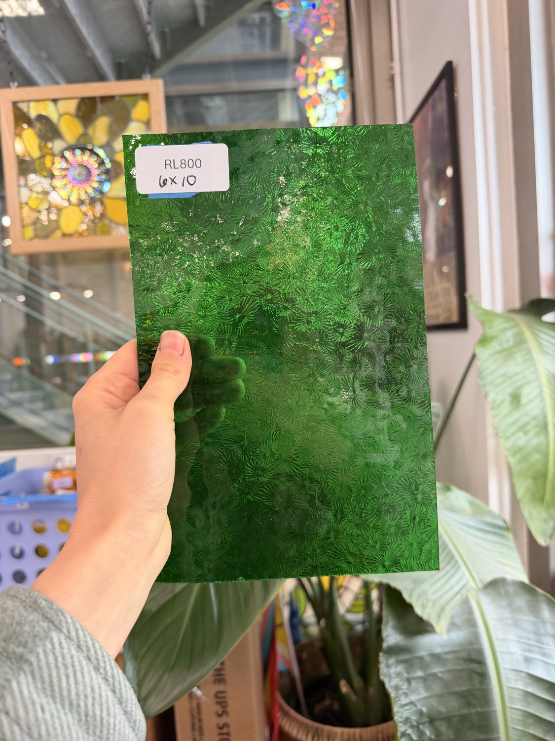 Green Florentine Transparent Textured Wissmach Sheet Glass – RL800