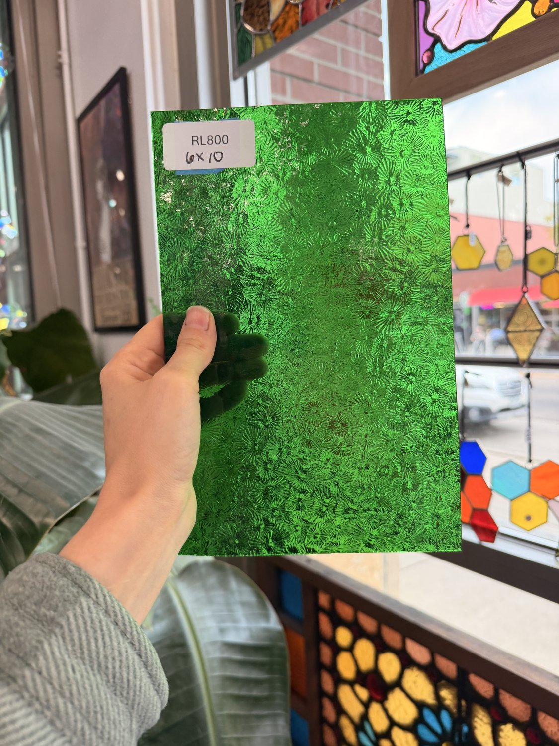 Green Florentine Transparent Textured Wissmach Sheet Glass – RL800