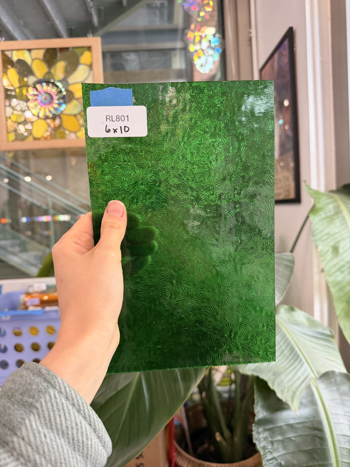 Green Florentine Transparent Textured Wissmach Sheet Glass – RL801