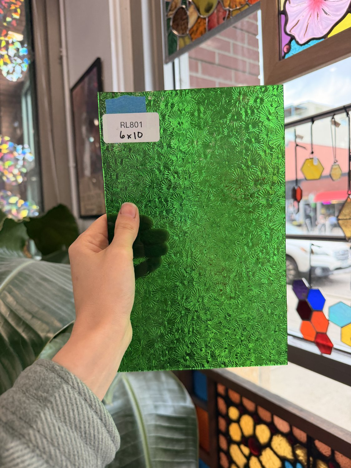 Green Florentine Transparent Textured Wissmach Sheet Glass – RL801