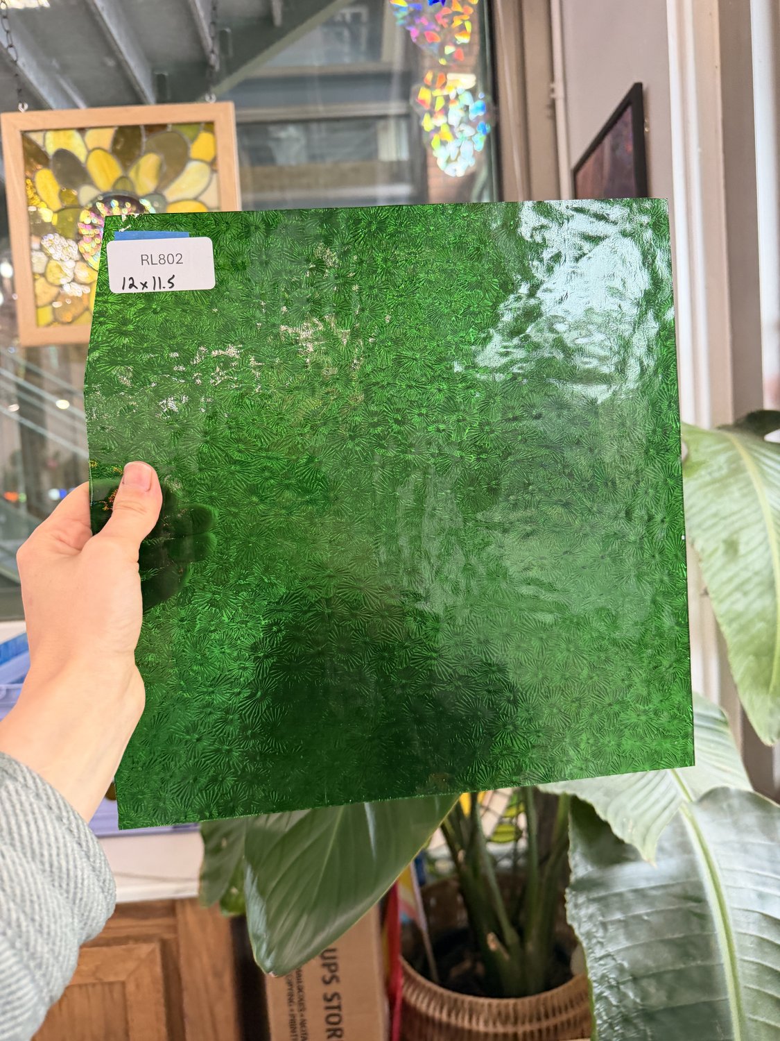 Green Florentine Transparent Textured Wissmach Sheet Glass – RL802