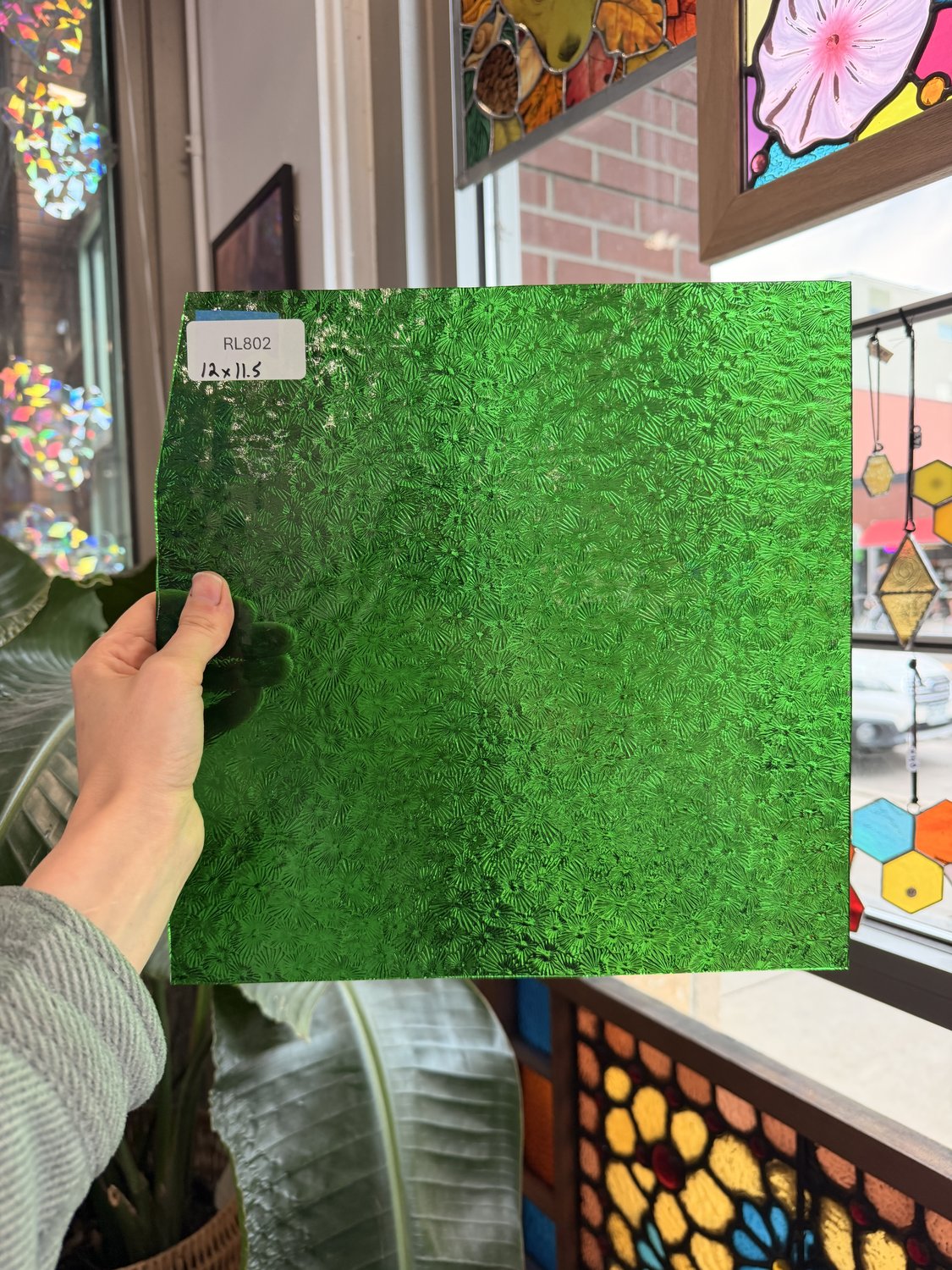 Green Florentine Transparent Textured Wissmach Sheet Glass – RL802