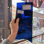 Dark Blue Transparent Mouth Blown Fremont Sheet Glass