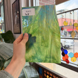 Green Iridescent White Green Wispy Wissmach Sheet Glass – RL811