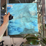 Steel Blue White Wispy Vintage Spectrum Sheet Glass
