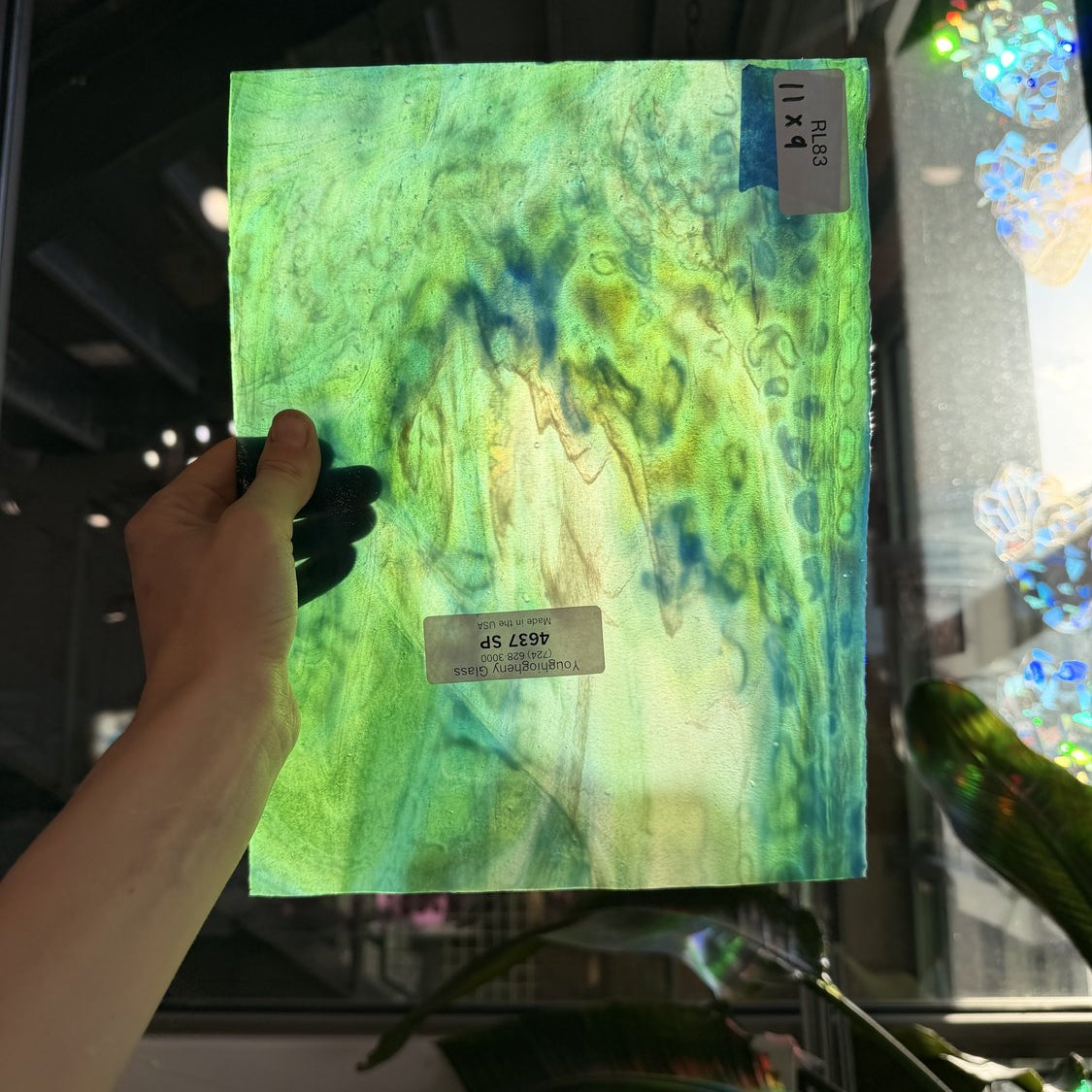Blue Green Mixed Stipple Youghiogheny (4637 SP) Sheet Glass