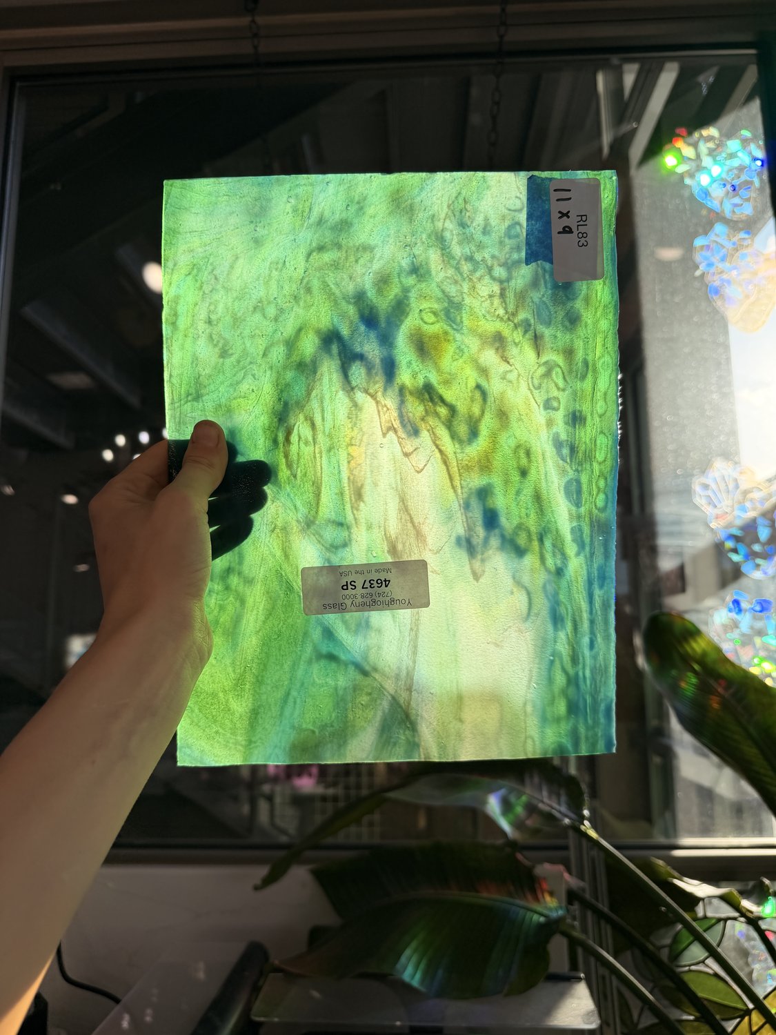 Blue Green Mixed Stipple Youghiogheny (4637 SP) Sheet Glass