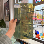 White Olive Wispy Oceanside Sheet Glass Fusible 96 COE
