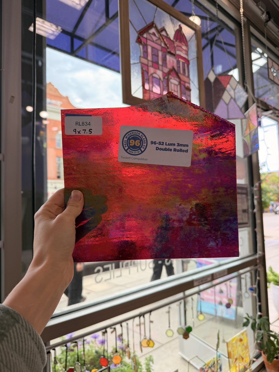Red Luminescent Transparent Wissmach Fusible 96 COE Sheet Glass