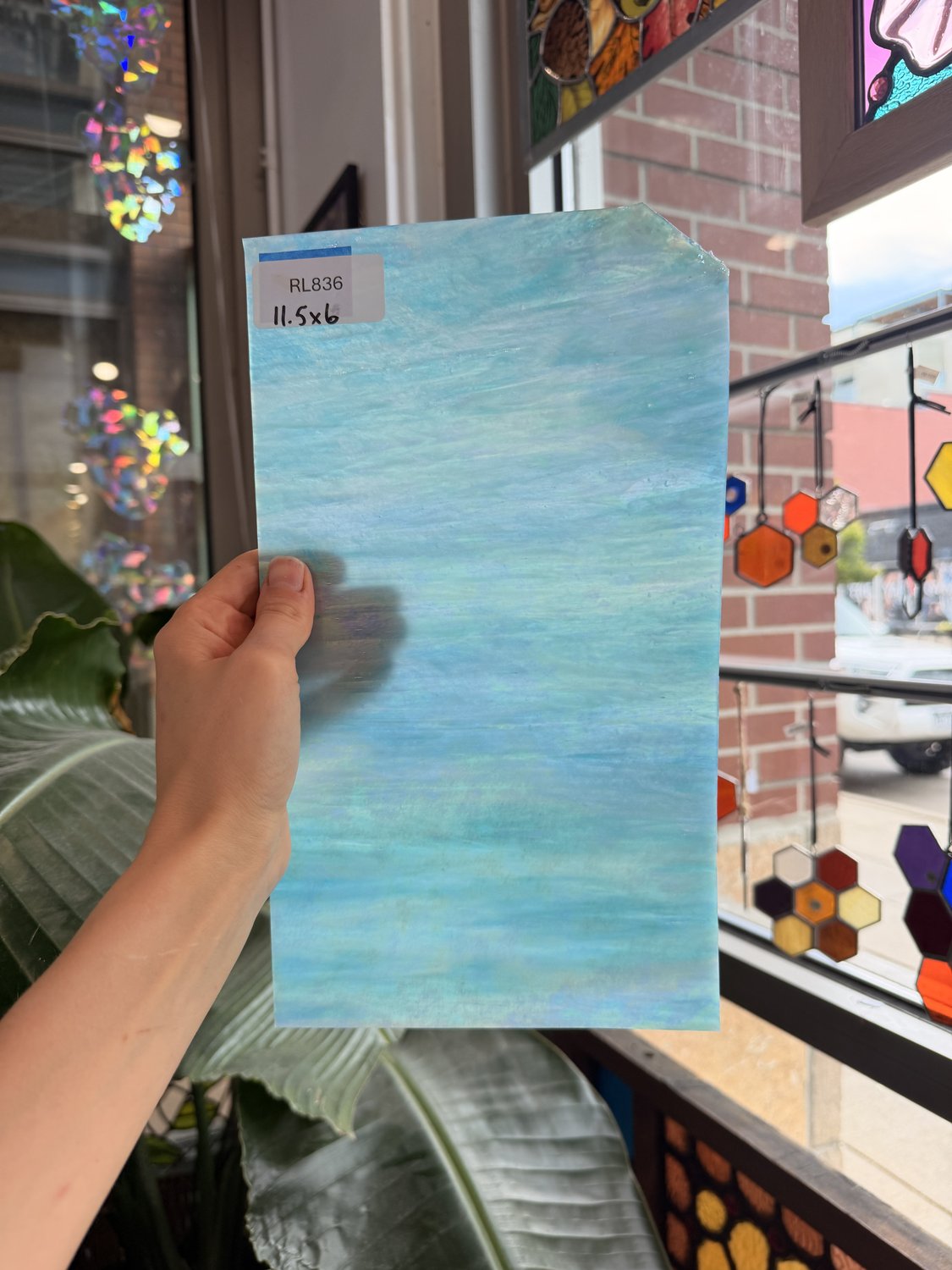 Blue White Wispy Iridescent Wissmach Sheet Glass – RL836