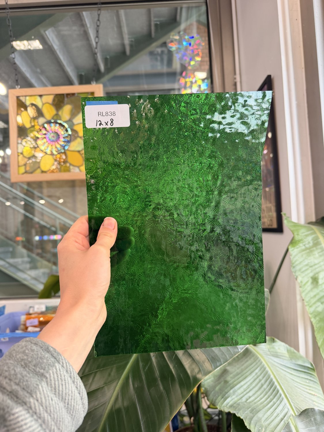 Irish Green Florentine Wissmach Textured Transparent Wissmach Sheet Glass