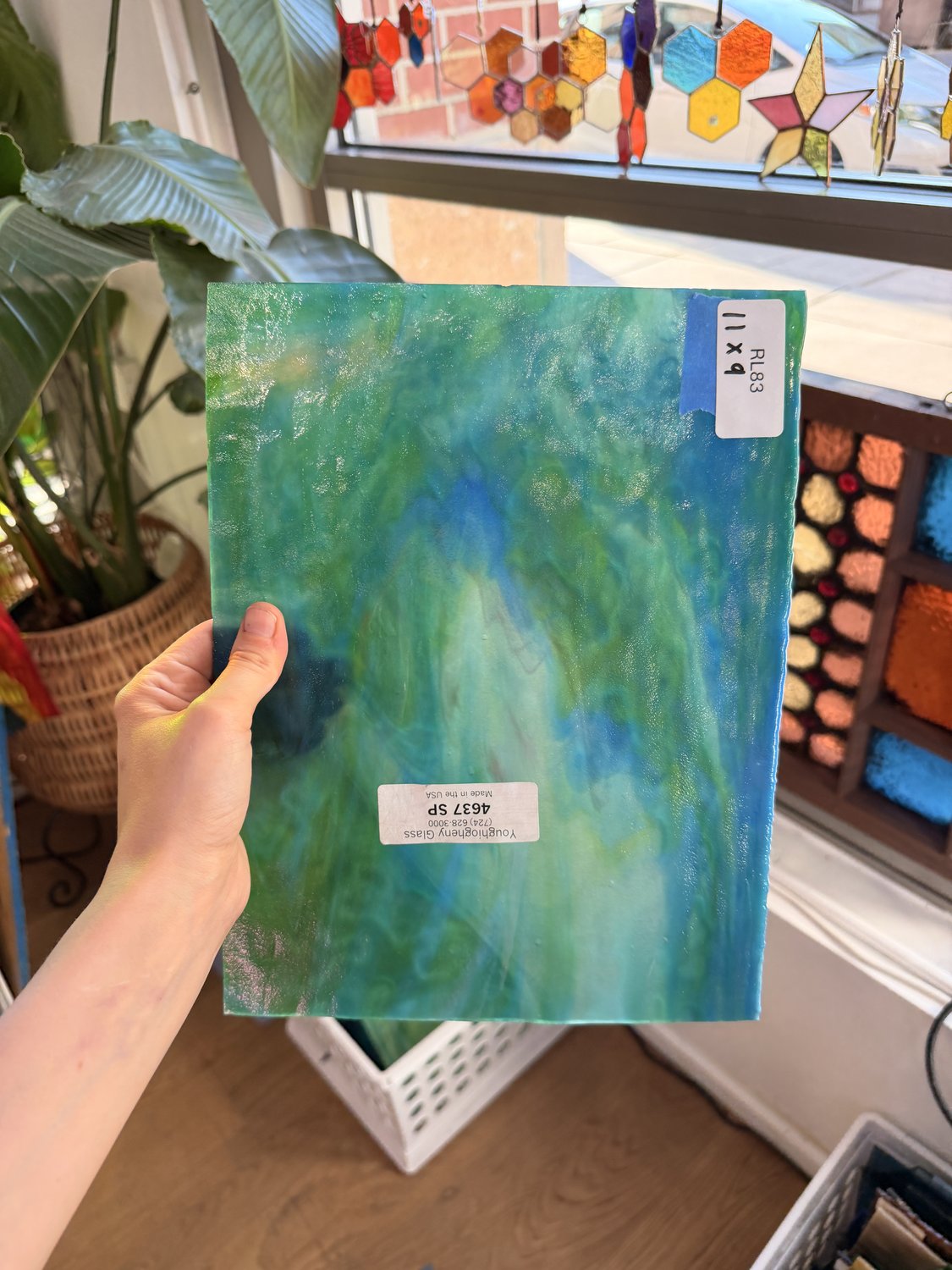 Blue Green Mixed Stipple Youghiogheny (4637 SP) Sheet Glass