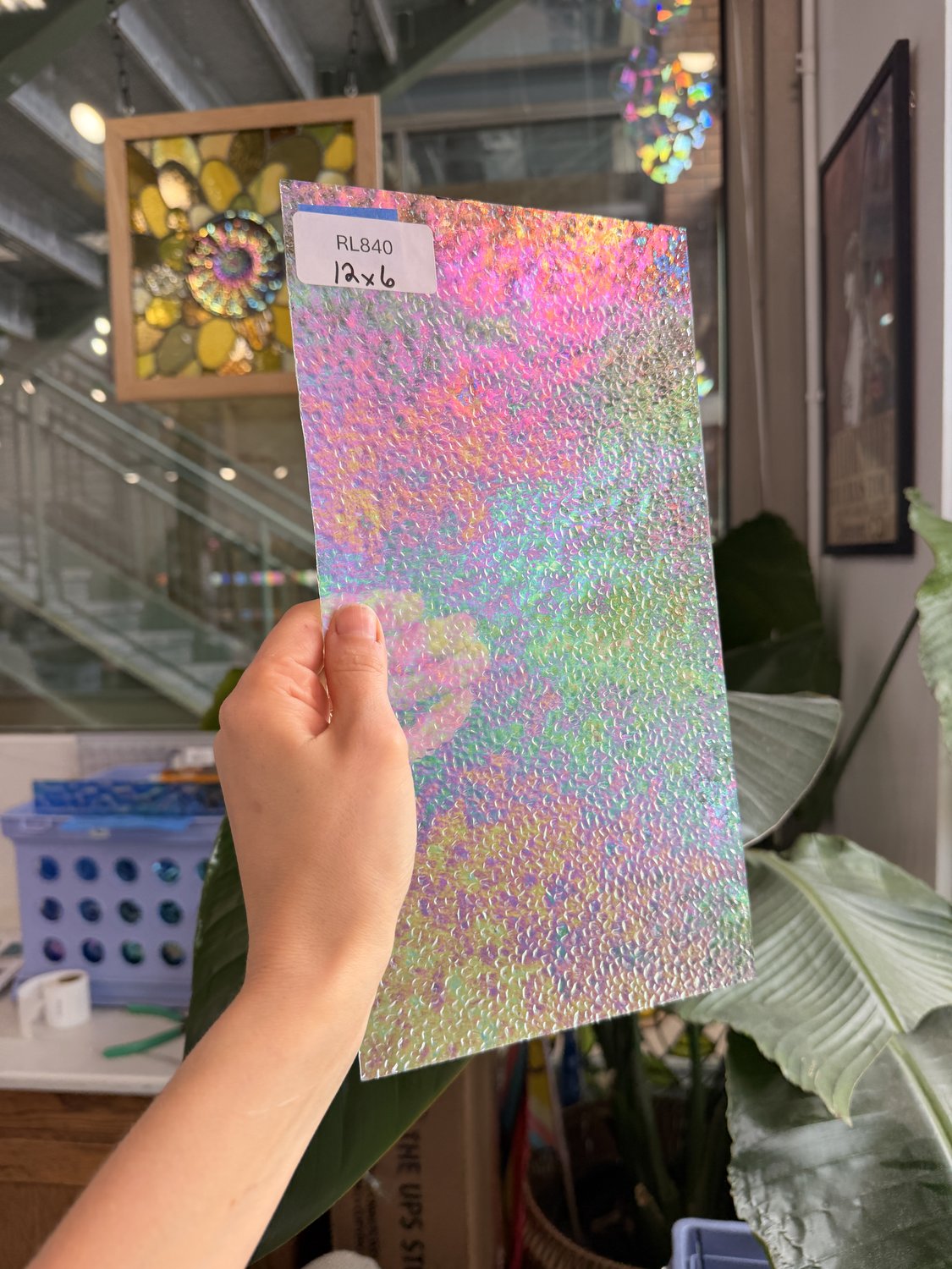 Clear Iridescent Wissmach Dew Drop Sheet Glass