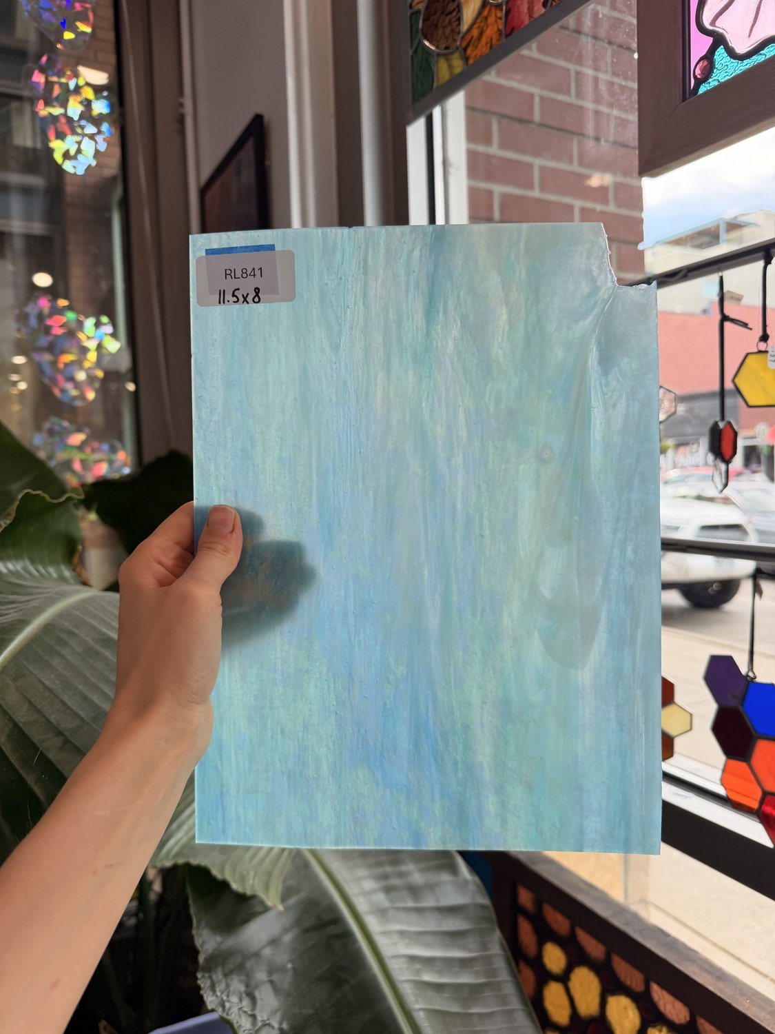 Blue White Wispy Iridescent Wissmach Sheet Glass – RL841