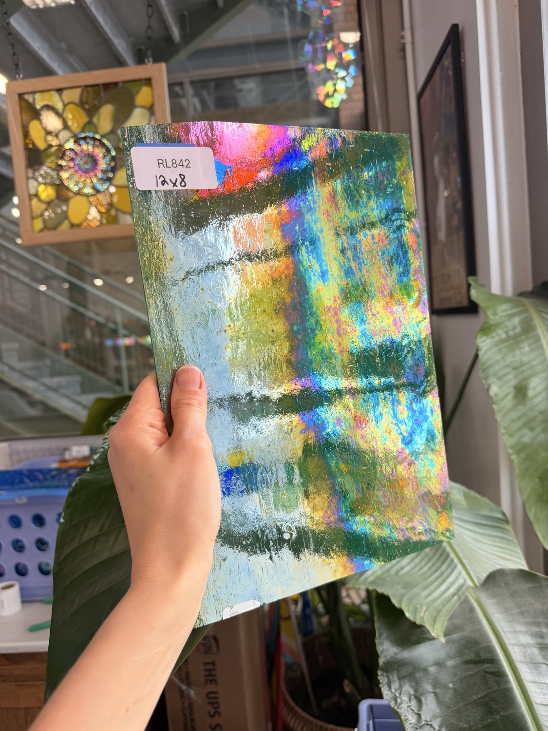 Holly Green Opal and Clear Iridescent Kokomo Sheet Glass – RL842