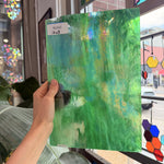 Holly Green Opal and Clear Iridescent Kokomo Sheet Glass – RL842