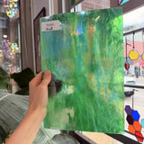 Holly Green Opal and Clear Iridescent Kokomo Sheet Glass – RL842