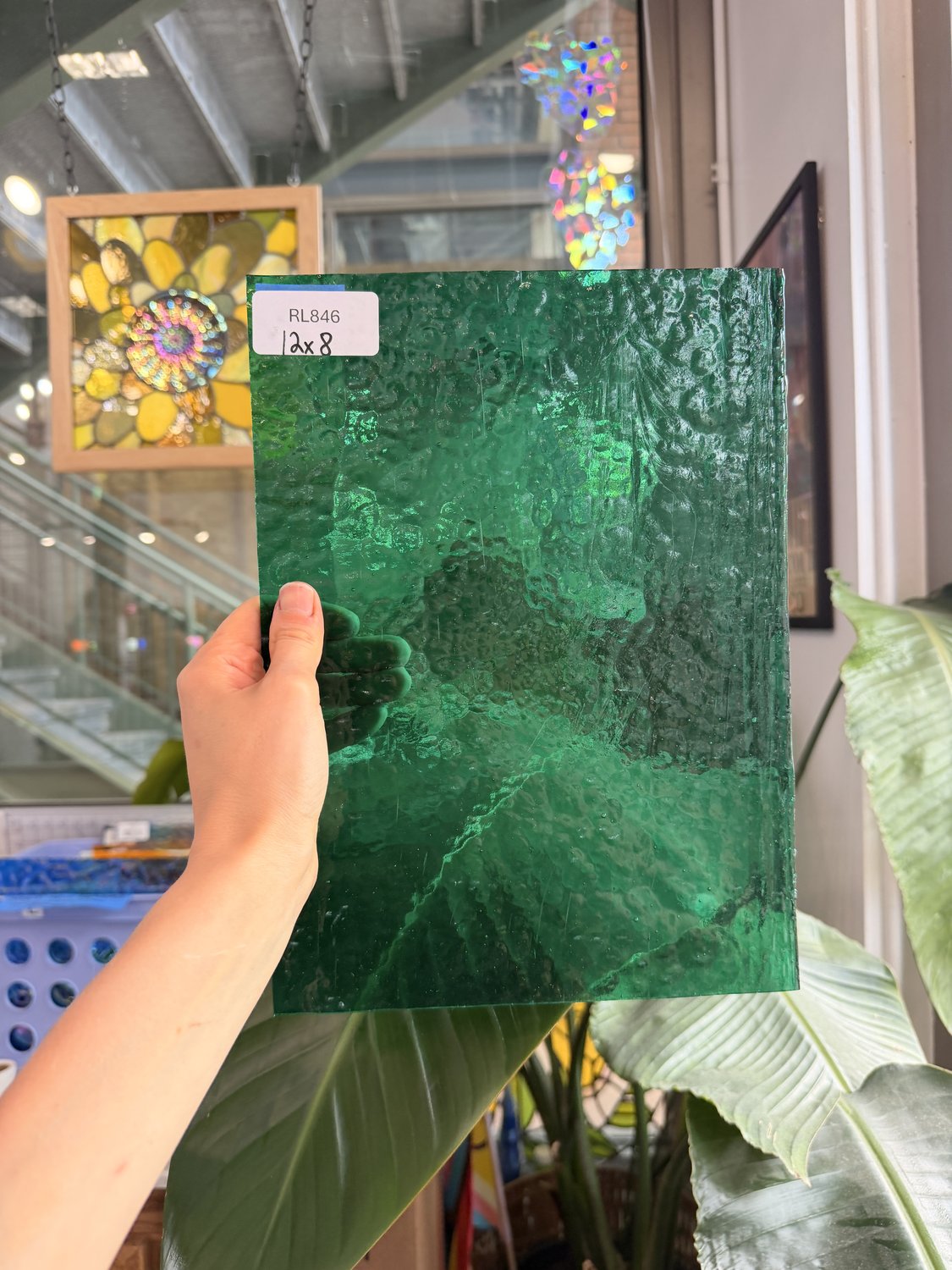 Green Hammered Transparent Sheet Glass