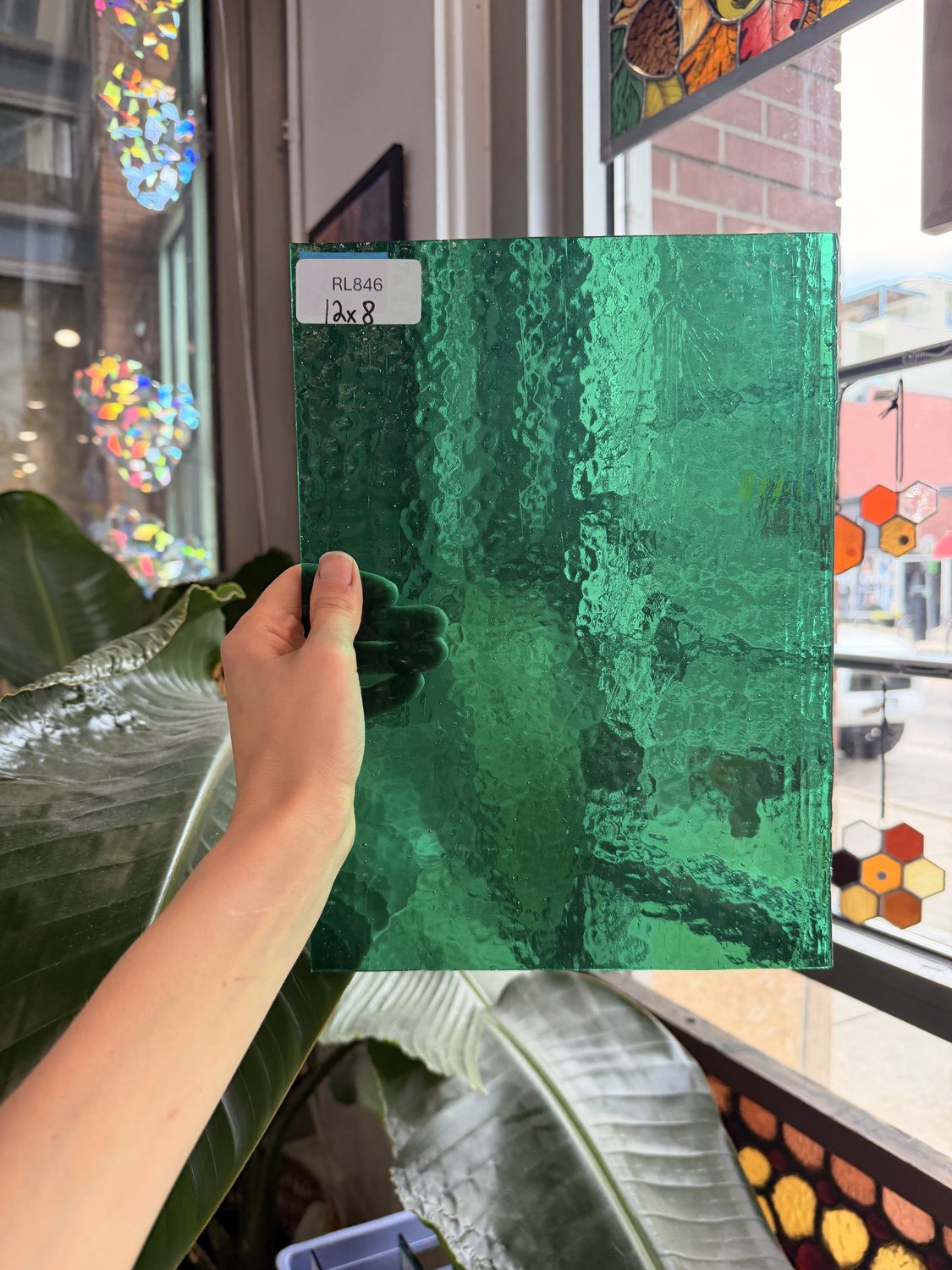 Green Hammered Transparent Sheet Glass