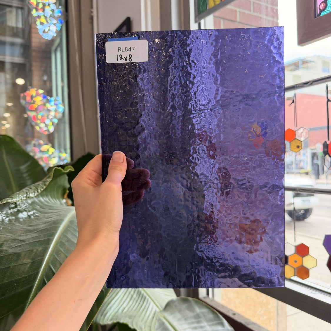Purple Hammered Transparent Sheet Glass