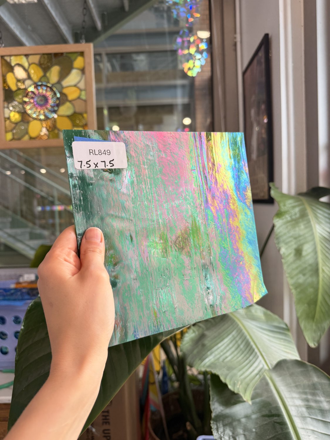 Holly Green Opal and Clear Iridescent Kokomo Sheet Glass – RL849