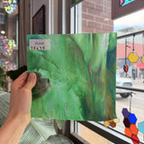 Holly Green Opal and Clear Iridescent Kokomo Sheet Glass – RL849