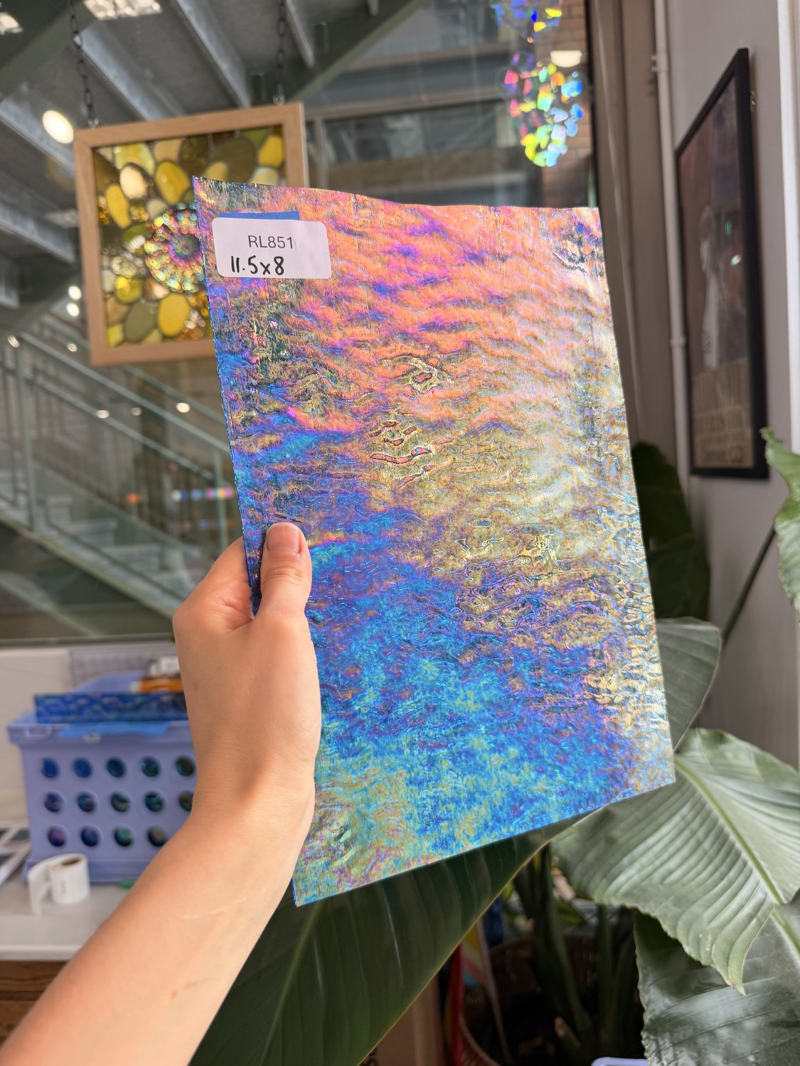 Iridescent Transparent Peacock Blue Tight Ripple Kokomo Sheet Glass – RL851