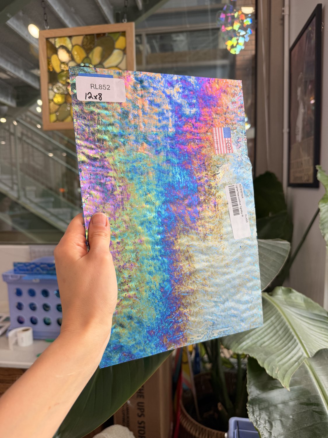 Iridescent Transparent Peacock Blue Tight Ripple Kokomo Sheet Glass – RL852