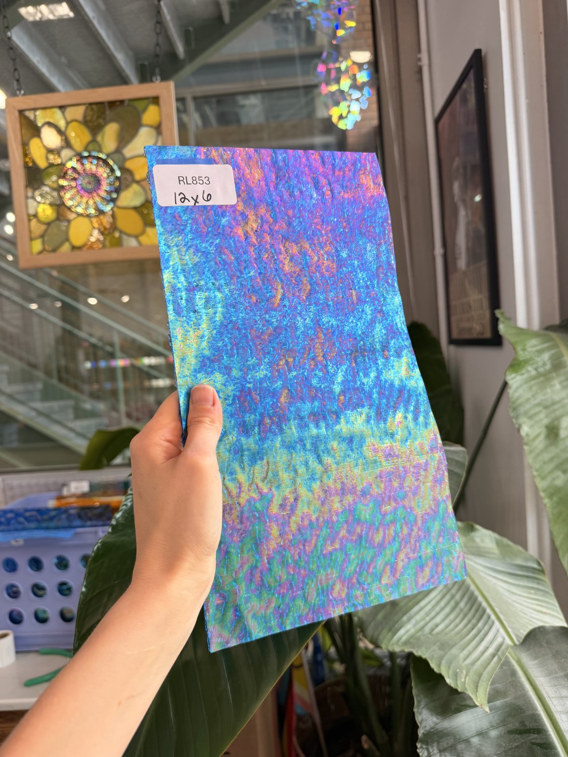 Iridescent Transparent Peacock Blue Tight Ripple Kokomo Sheet Glass – RL853