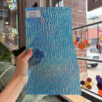 Iridescent Transparent Peacock Blue Tight Ripple Kokomo Sheet Glass – RL853