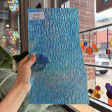 Iridescent Transparent Peacock Blue Tight Ripple Kokomo Sheet Glass – RL853