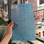 Iridescent Transparent Peacock Blue Tight Ripple Kokomo Sheet Glass – RL854