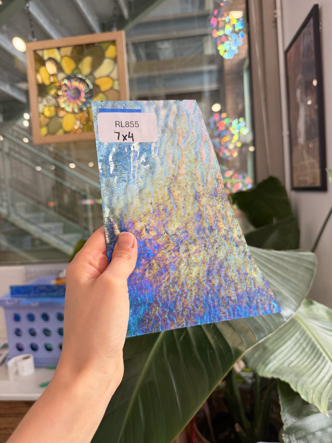 Iridescent Transparent Peacock Blue Tight Ripple Kokomo Sheet Glass – RL855