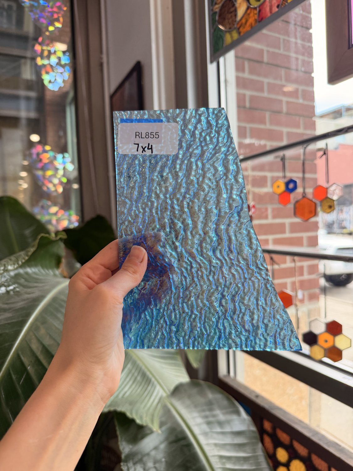 Iridescent Transparent Peacock Blue Tight Ripple Kokomo Sheet Glass – RL855