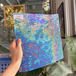Iridescent Transparent Peacock Blue Tight Ripple Kokomo Sheet Glass – RL857