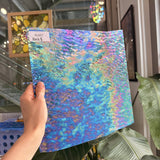 Iridescent Transparent Peacock Blue Tight Ripple Kokomo Sheet Glass – RL857
