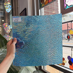 Iridescent Transparent Peacock Blue Tight Ripple Kokomo Sheet Glass – RL857