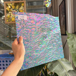 Iridescent Transparent Peacock Blue Tight Ripple Kokomo Sheet Glass – RL860