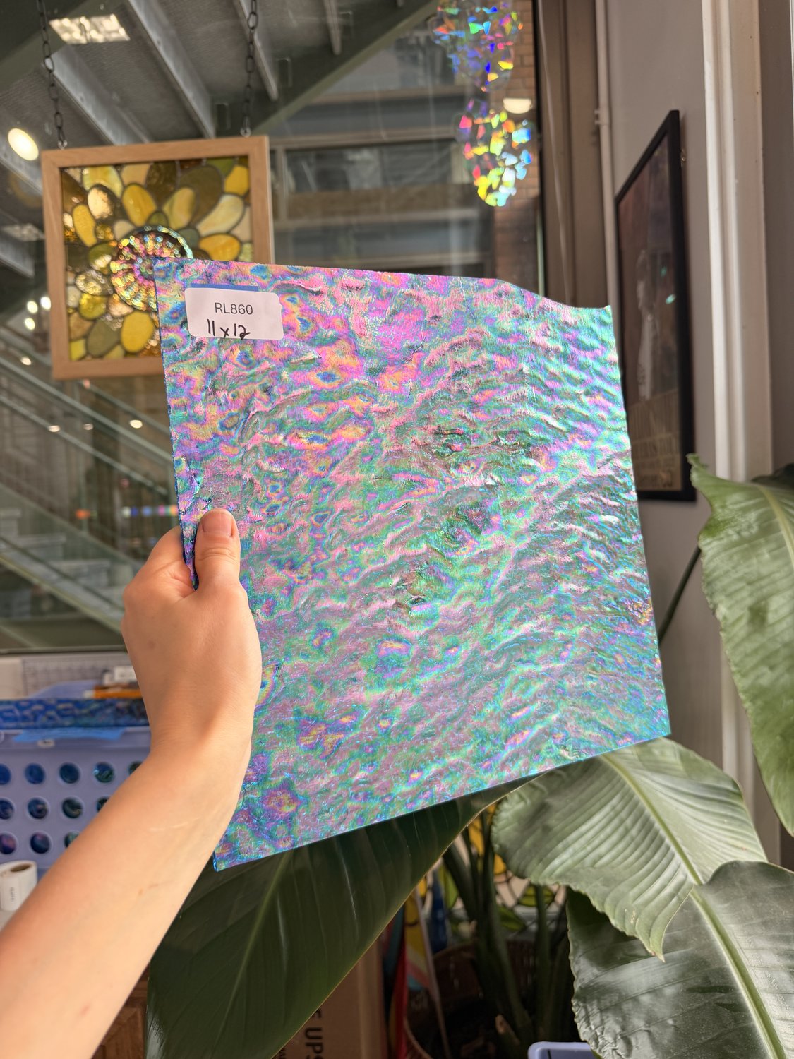 Iridescent Transparent Peacock Blue Tight Ripple Kokomo Sheet Glass – RL860