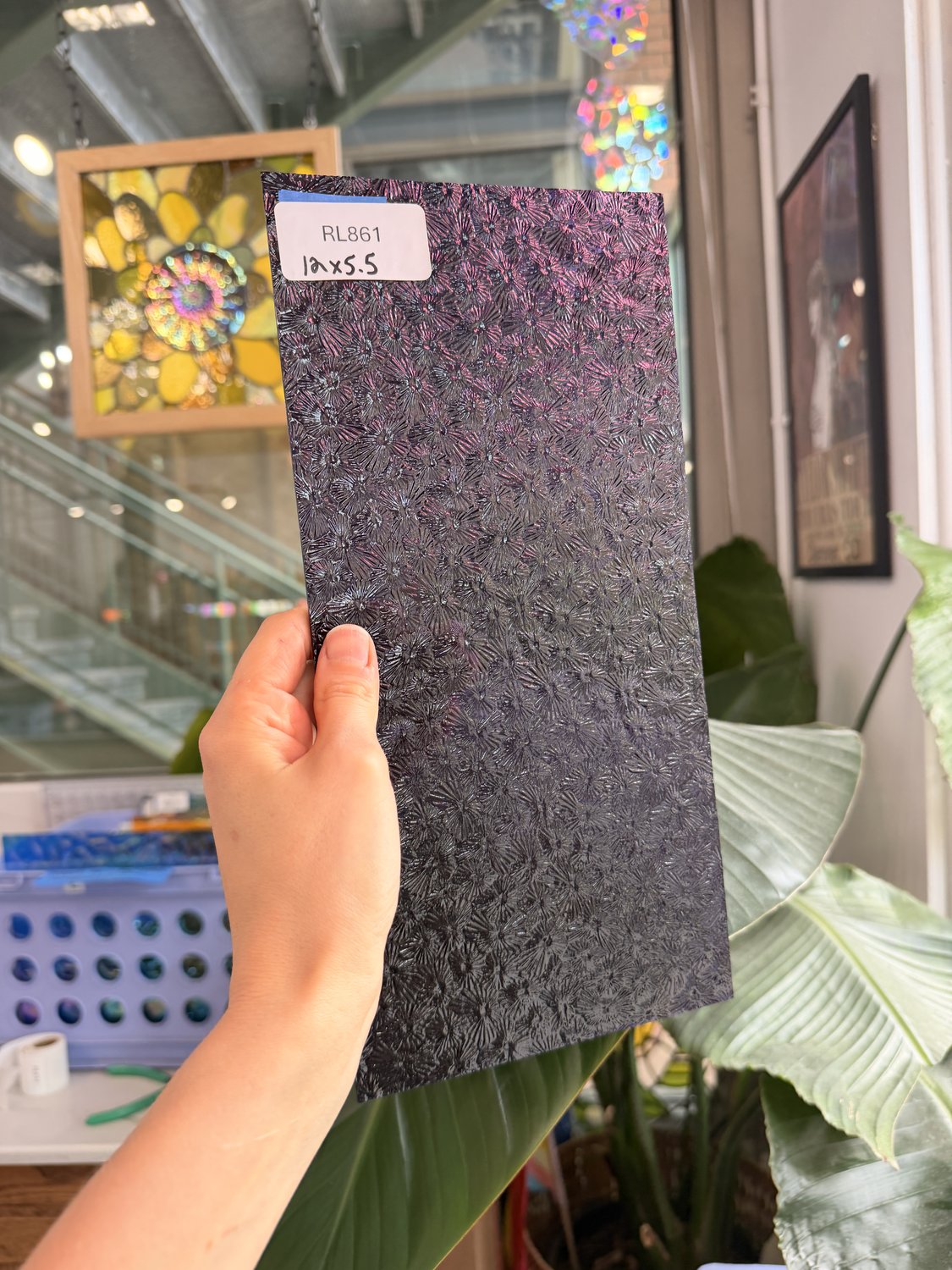 Iridescent Purple 311V Florentine Textured Transparent Wissmach Sheet Glass – RL861