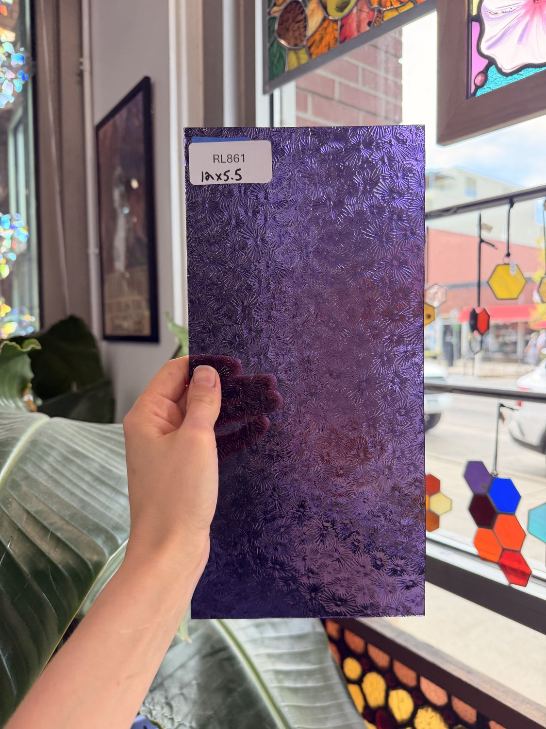 Iridescent Purple 311V Florentine Textured Transparent Wissmach Sheet Glass – RL861