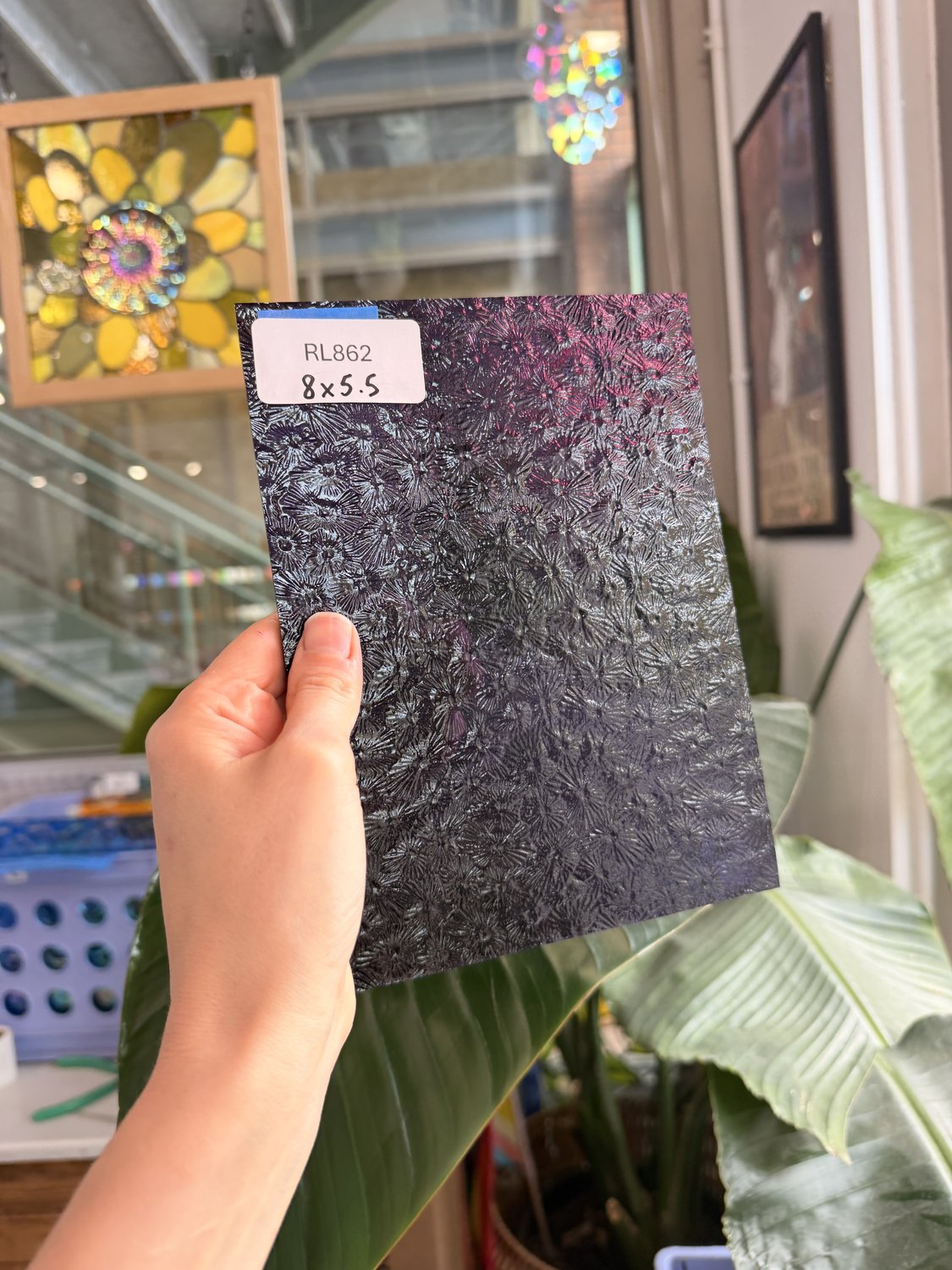 Iridescent Purple 311V Florentine Textured Transparent Wissmach Sheet Glass – RL862
